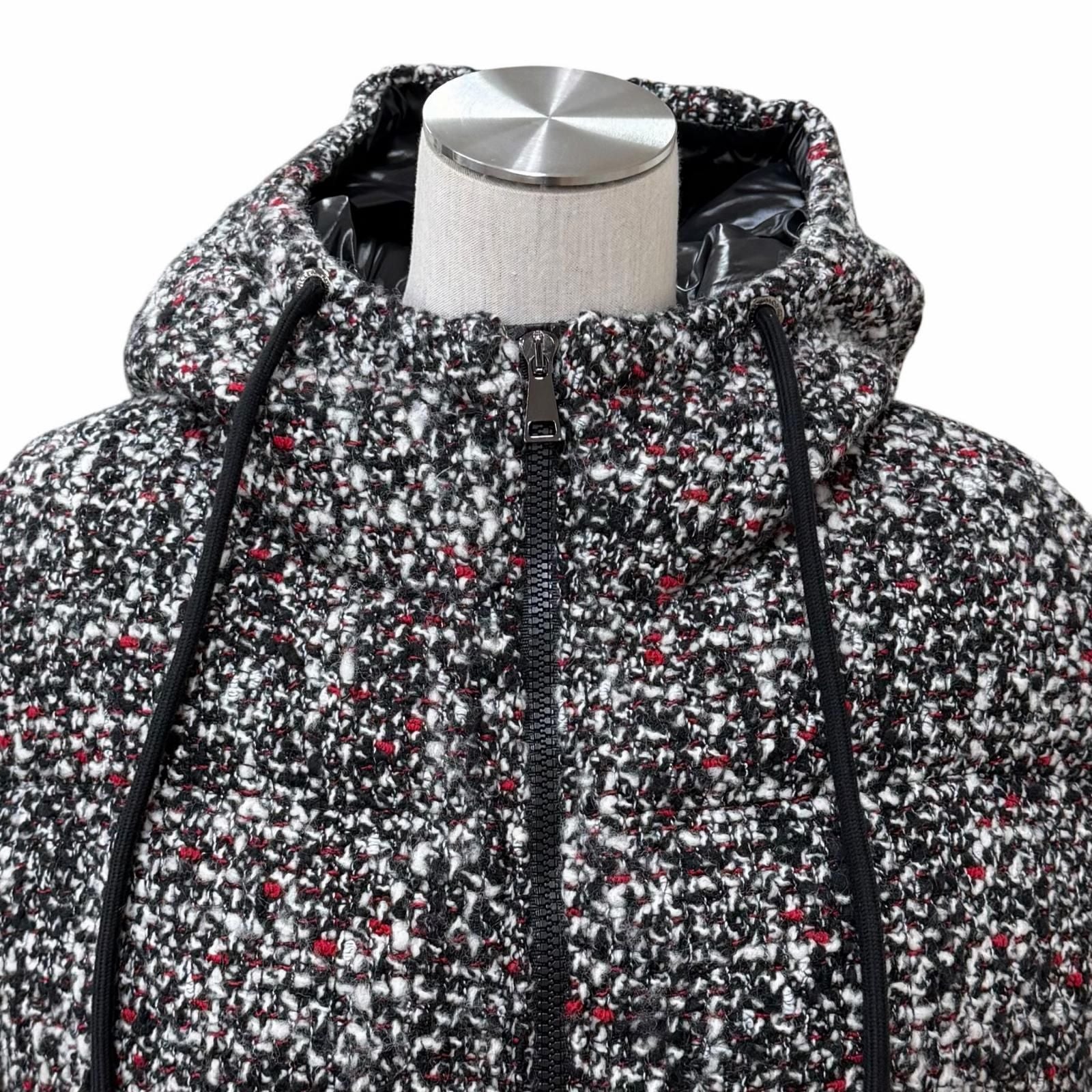 Moncler Runio Wool Blend Logo Patch Tweed Switch Hoodie Down Jacket Multi 0 — view 4