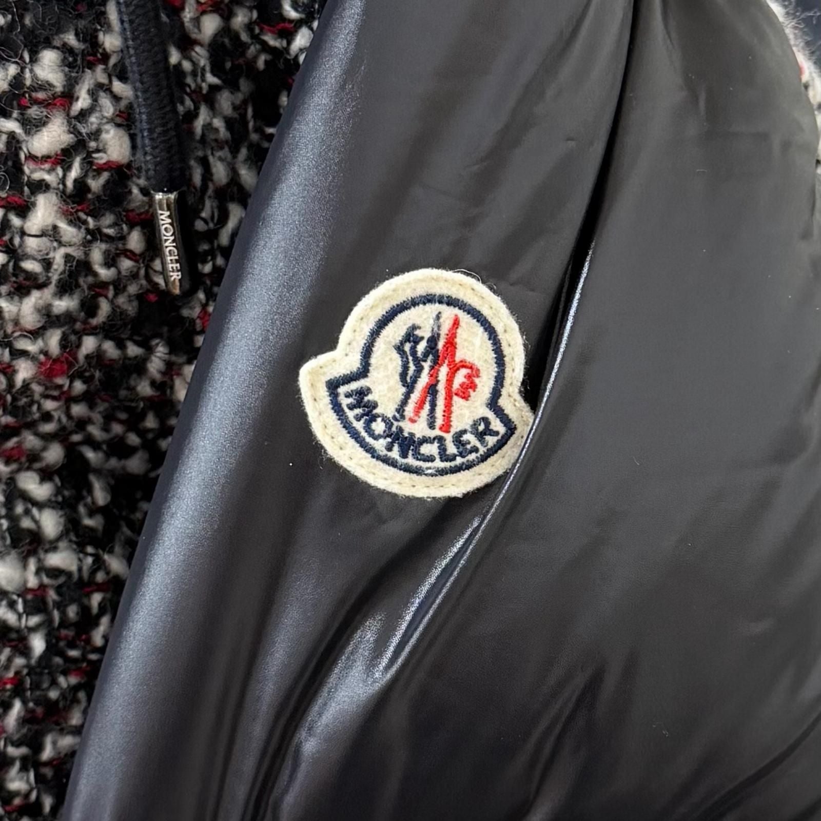 Moncler Runio Wool Blend Logo Patch Tweed Switch Hoodie Down Jacket Multi 0 — view 6