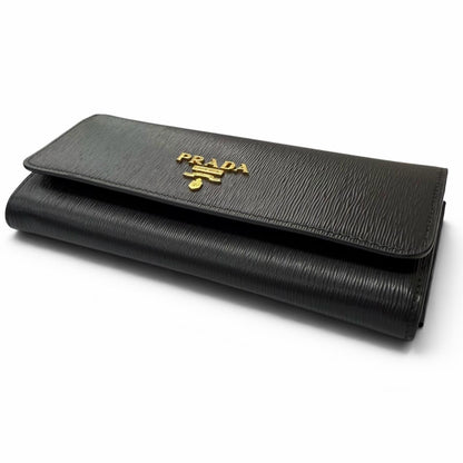 Prada Vitterombu Gold Leather Wallet Black — view 4