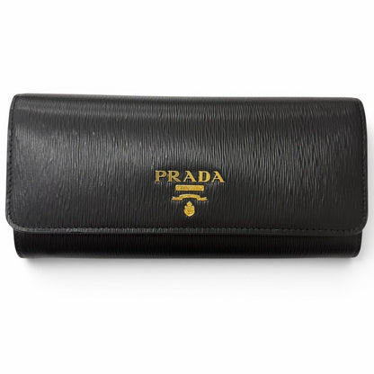 Prada Vitterombu Gold Leather Wallet Black