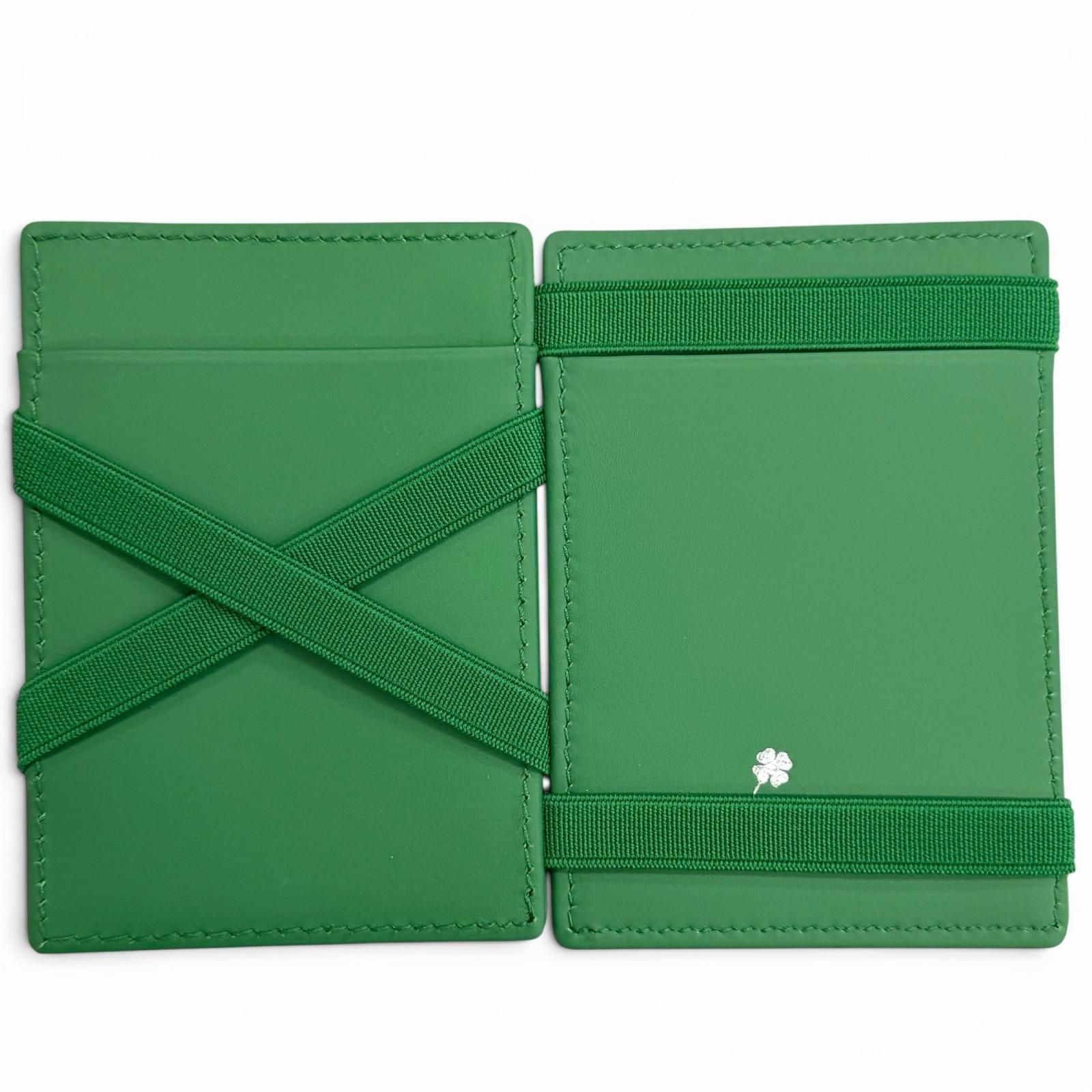 Dior Magic Wallet Calfskin Leather Clover Embossed Bifold Card Case Green — view 6