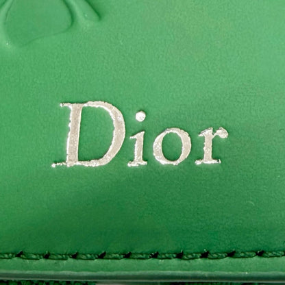 Dior Magic Wallet Calfskin Leather Clover Embossed Bifold Card Case Green — view 7