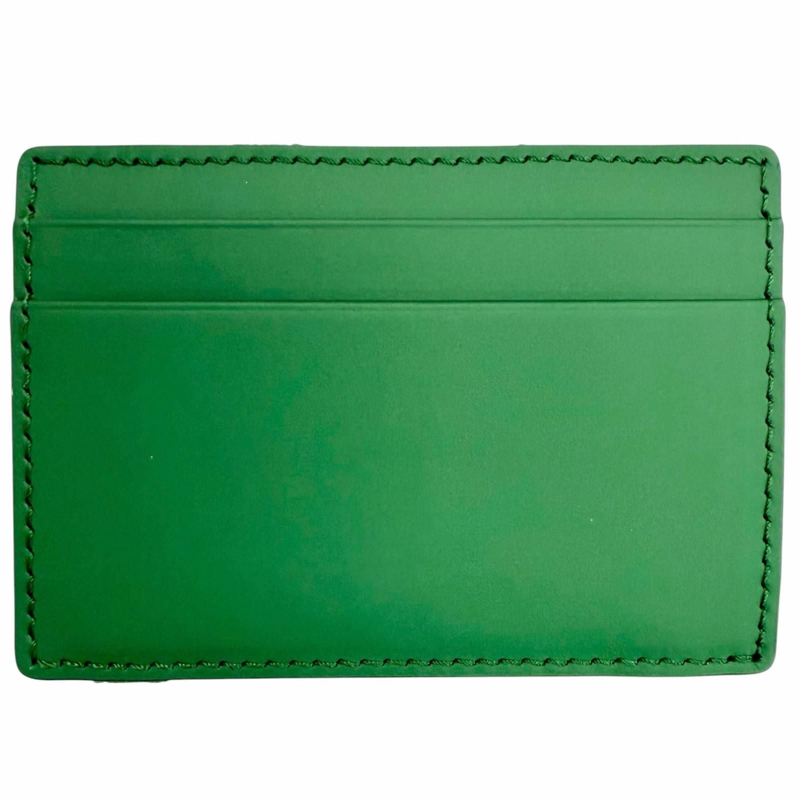 Dior Magic Wallet Calfskin Leather Clover Embossed Bifold Card Case Green — view 3