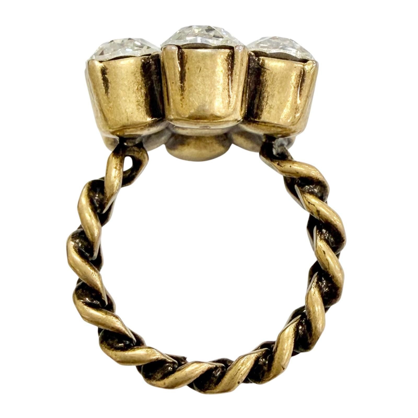 Gucci GG Marmont Flower Bijou Rhinestone Ring Gold — view 6