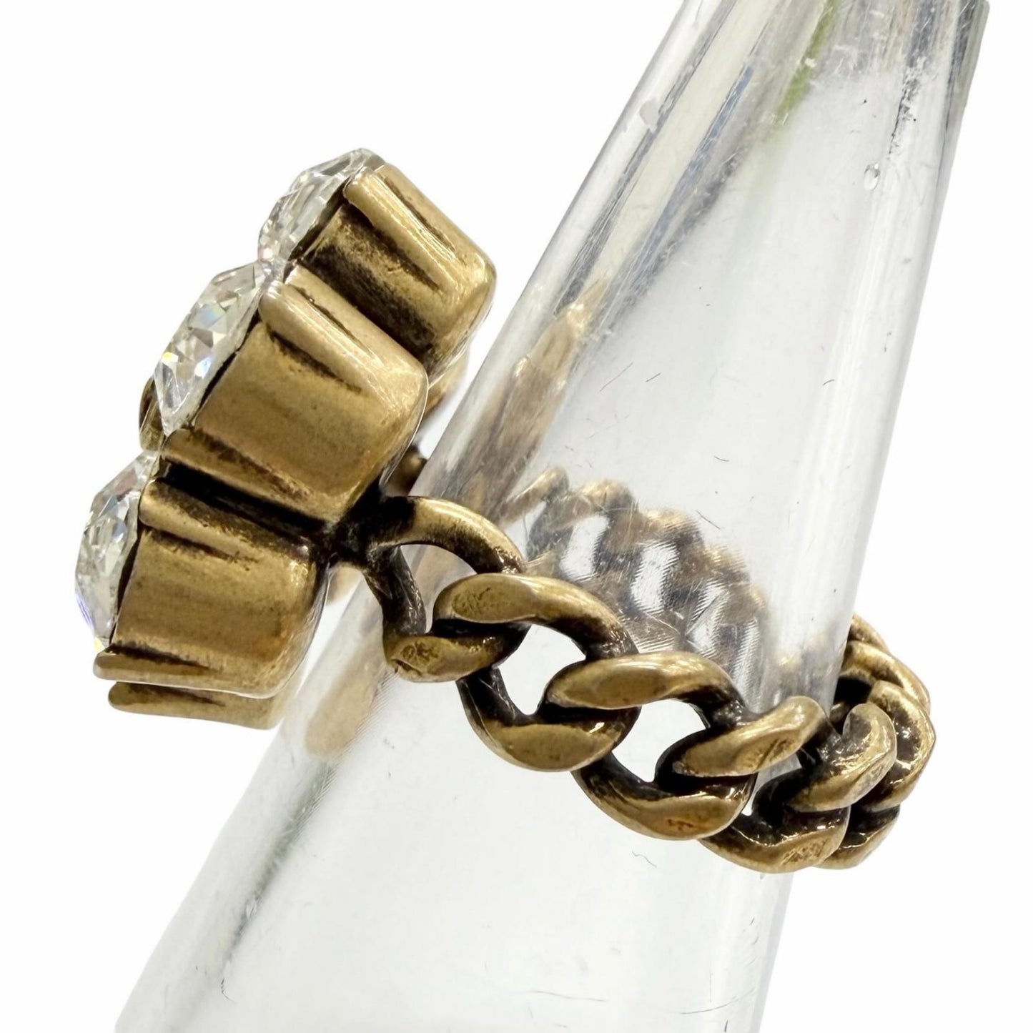 Gucci GG Marmont Flower Bijou Rhinestone Ring Gold — view 3
