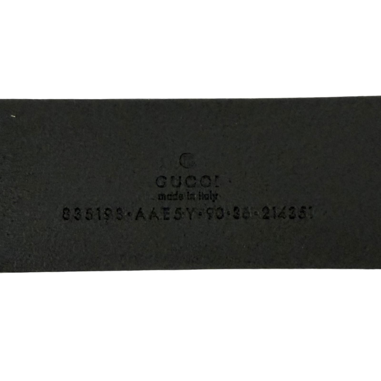 Gucci Logo Buckle Dull Finished Leather Belt Silver Black — view 7