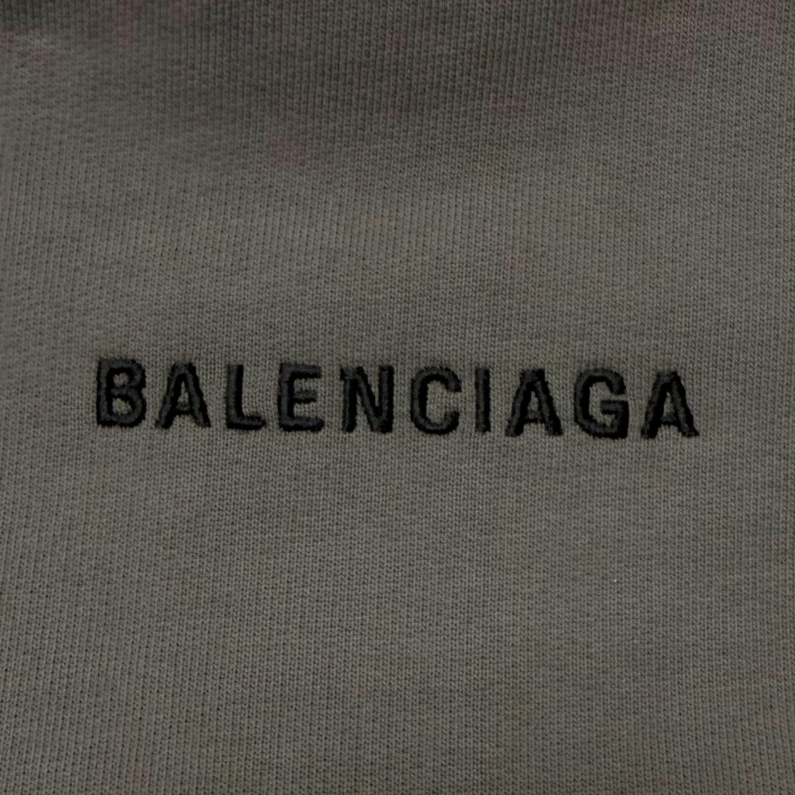 Balenciaga Logo Embroidery Pullover Sweatshirt Hoodie Gray — view 5