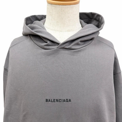 Balenciaga Logo Embroidery Pullover Sweatshirt Hoodie Gray — view 2