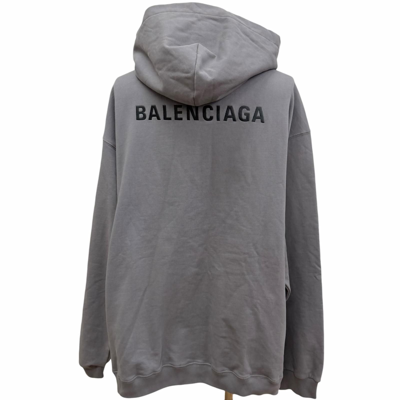 Balenciaga Logo Embroidery Pullover Sweatshirt Hoodie Gray — view 4