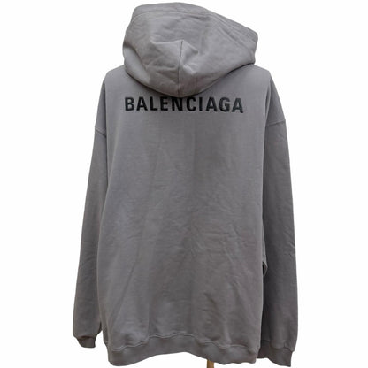 Balenciaga Logo Embroidery Pullover Sweatshirt Hoodie Gray — view 4