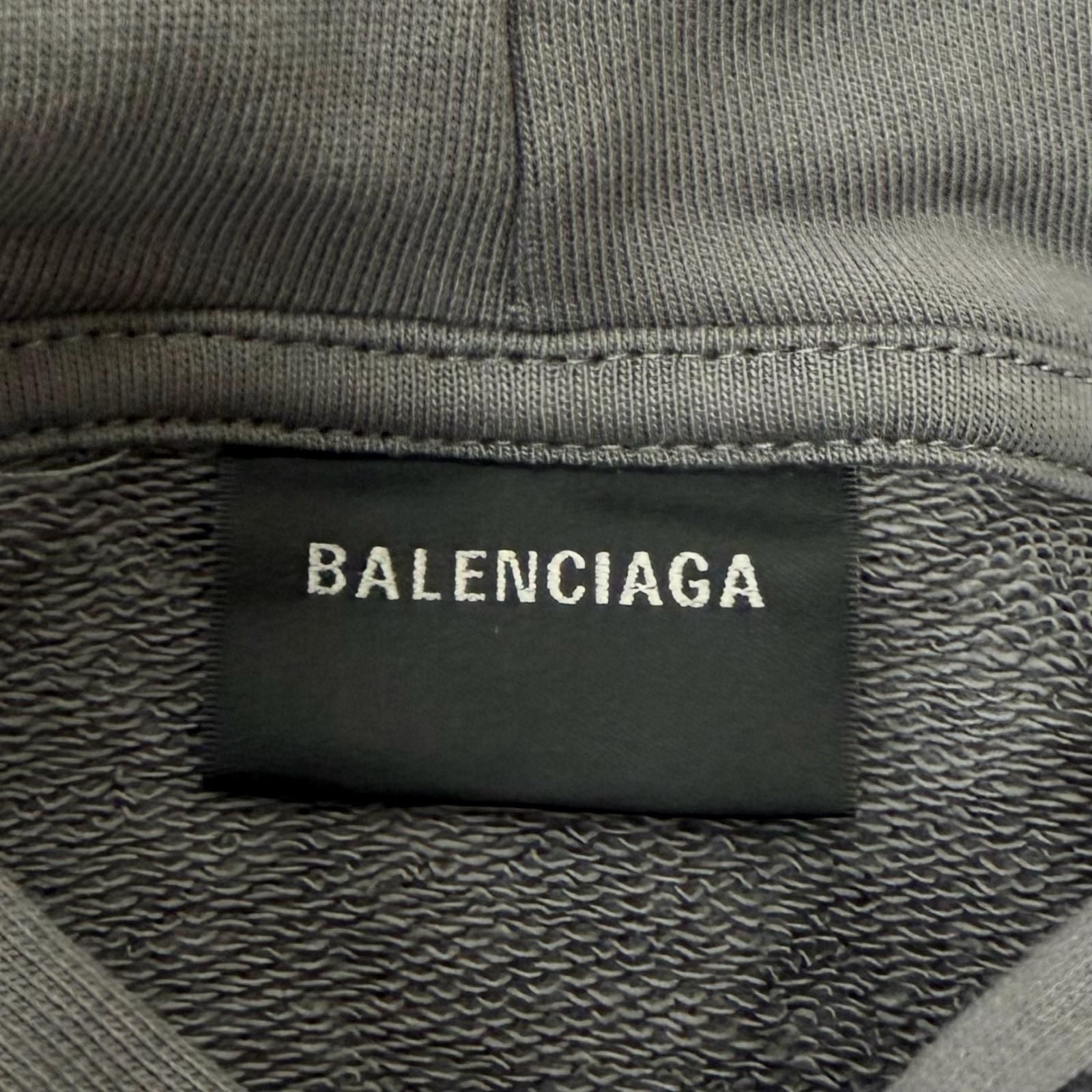 Balenciaga Logo Embroidery Pullover Sweatshirt Hoodie Gray — view 6