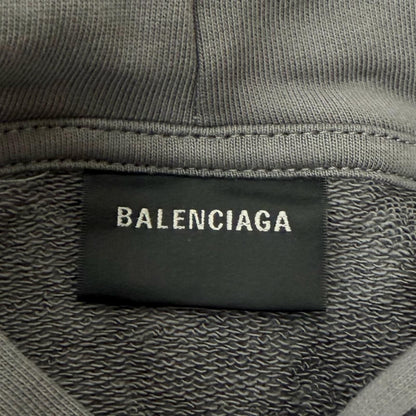 Balenciaga Logo Embroidery Pullover Sweatshirt Hoodie Gray — view 6