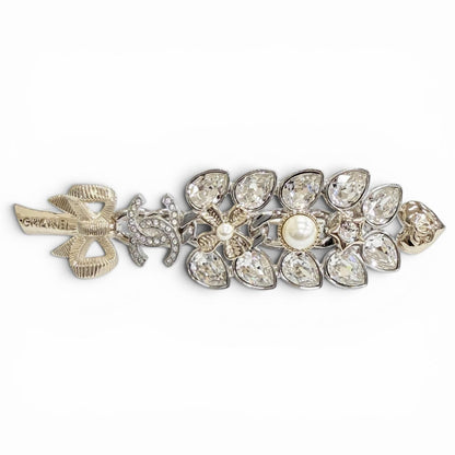Chanel CC Logo Heart Ribbon Visual Leaf Brooch Gold