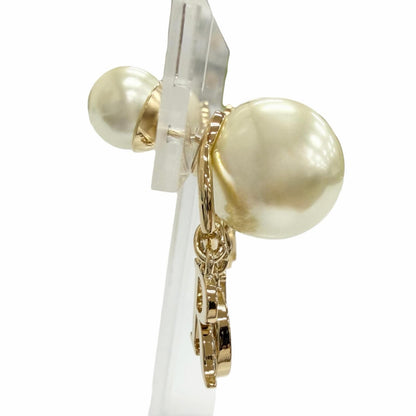 Dior Tribales Tribal Earrings for Both Ears Logo Resin Pearl Rhinestone Gold — view 5