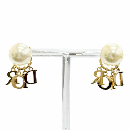 Dior Tribales Tribal Earrings for Both Ears Logo Resin Pearl Rhinestone Gold — view 4