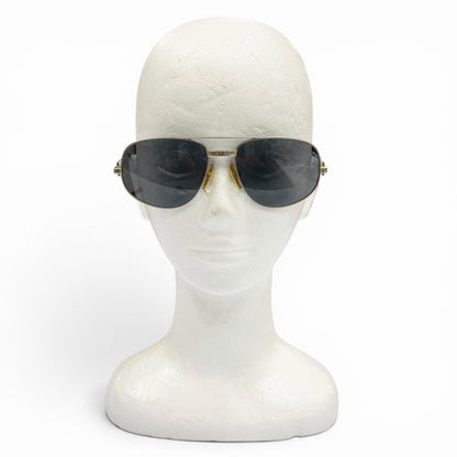 Cartier Vintage Santos Two Bridge Teardrop Eyewear Sunglasses Matte Silver — view 3