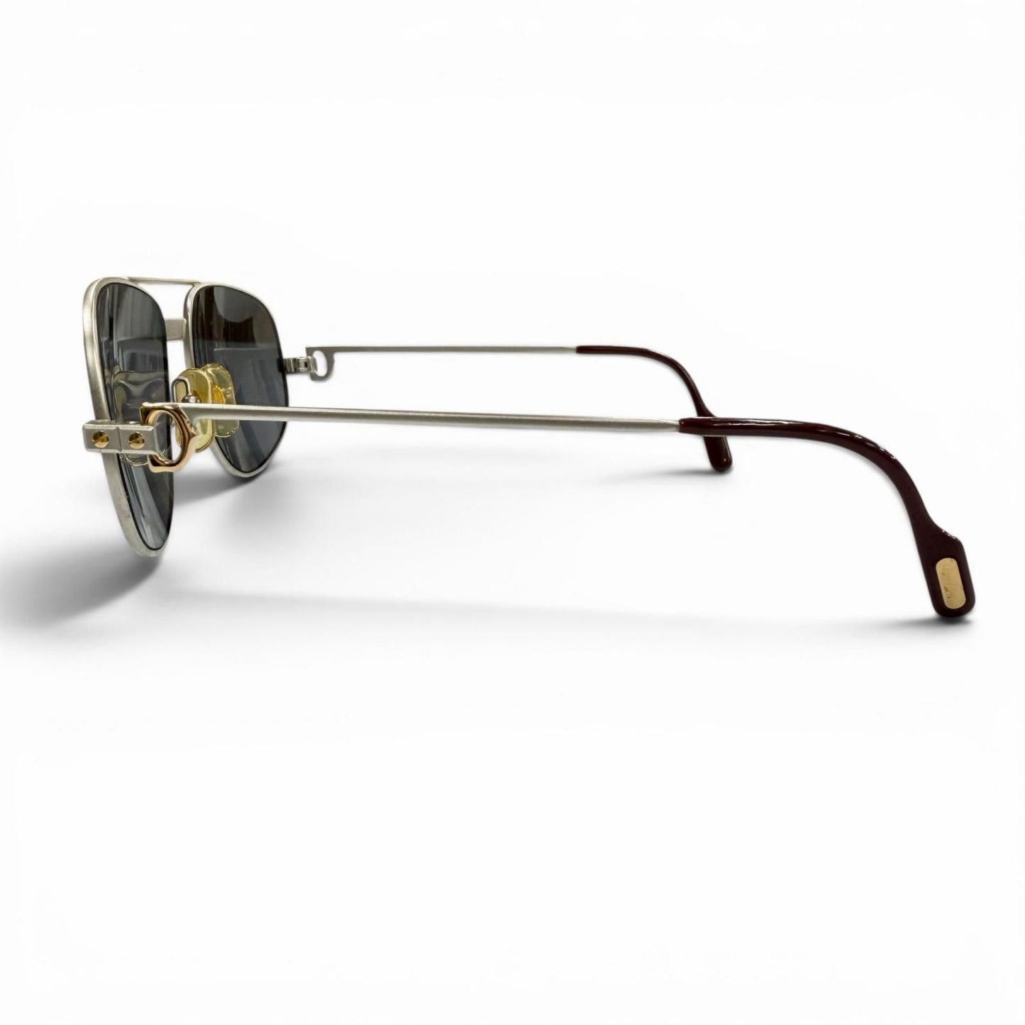 Cartier Vintage Santos Two Bridge Teardrop Eyewear Sunglasses Matte Silver — view 4