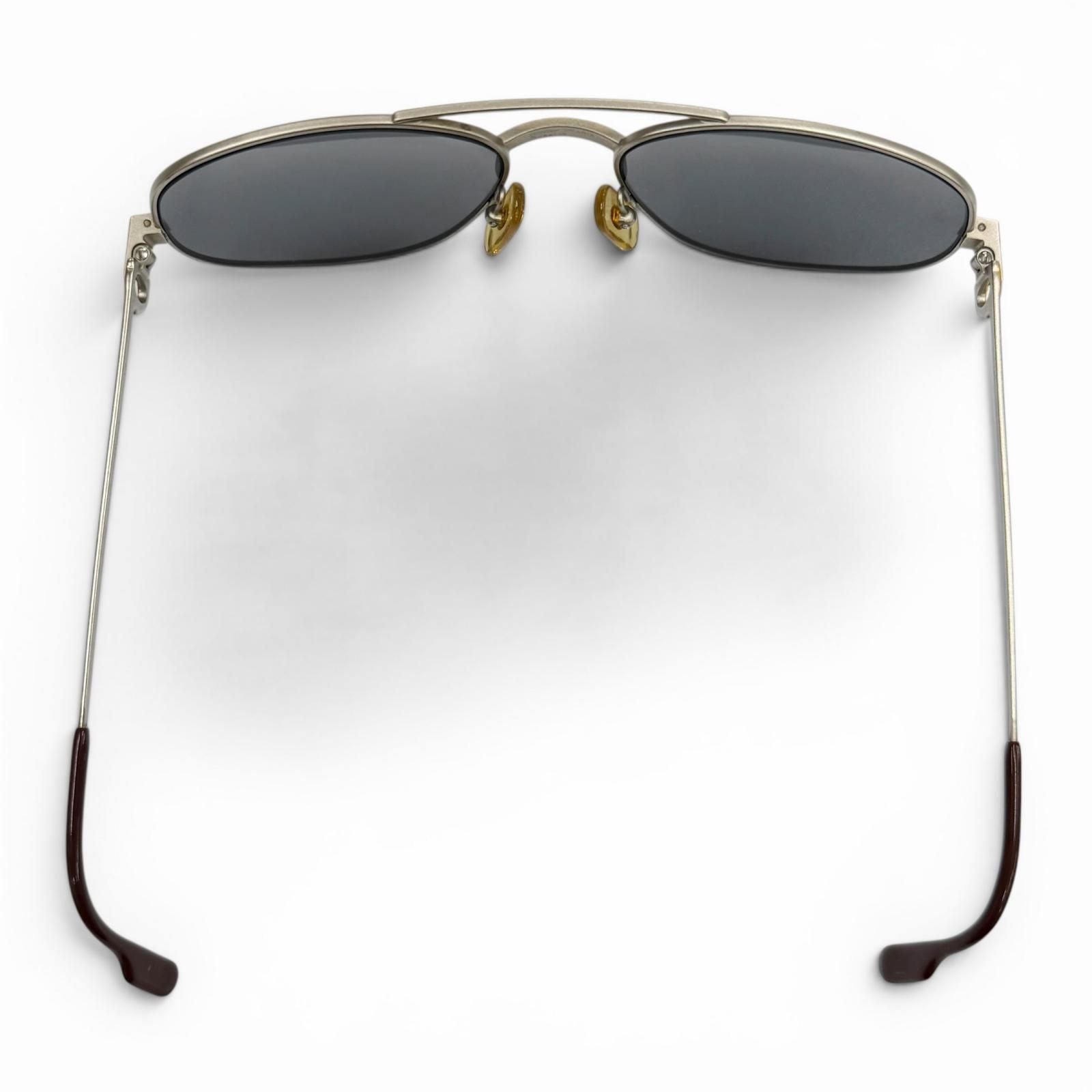 Cartier Vintage Santos Two Bridge Teardrop Eyewear Sunglasses Matte Silver — view 6