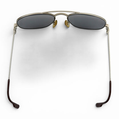 Cartier Vintage Santos Two Bridge Teardrop Eyewear Sunglasses Matte Silver — view 6