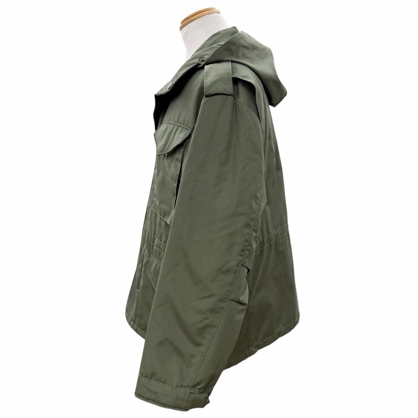 Prada Camouflage Padded Liner Hooded Double Zip Up Mod Coat Khaki — view 3