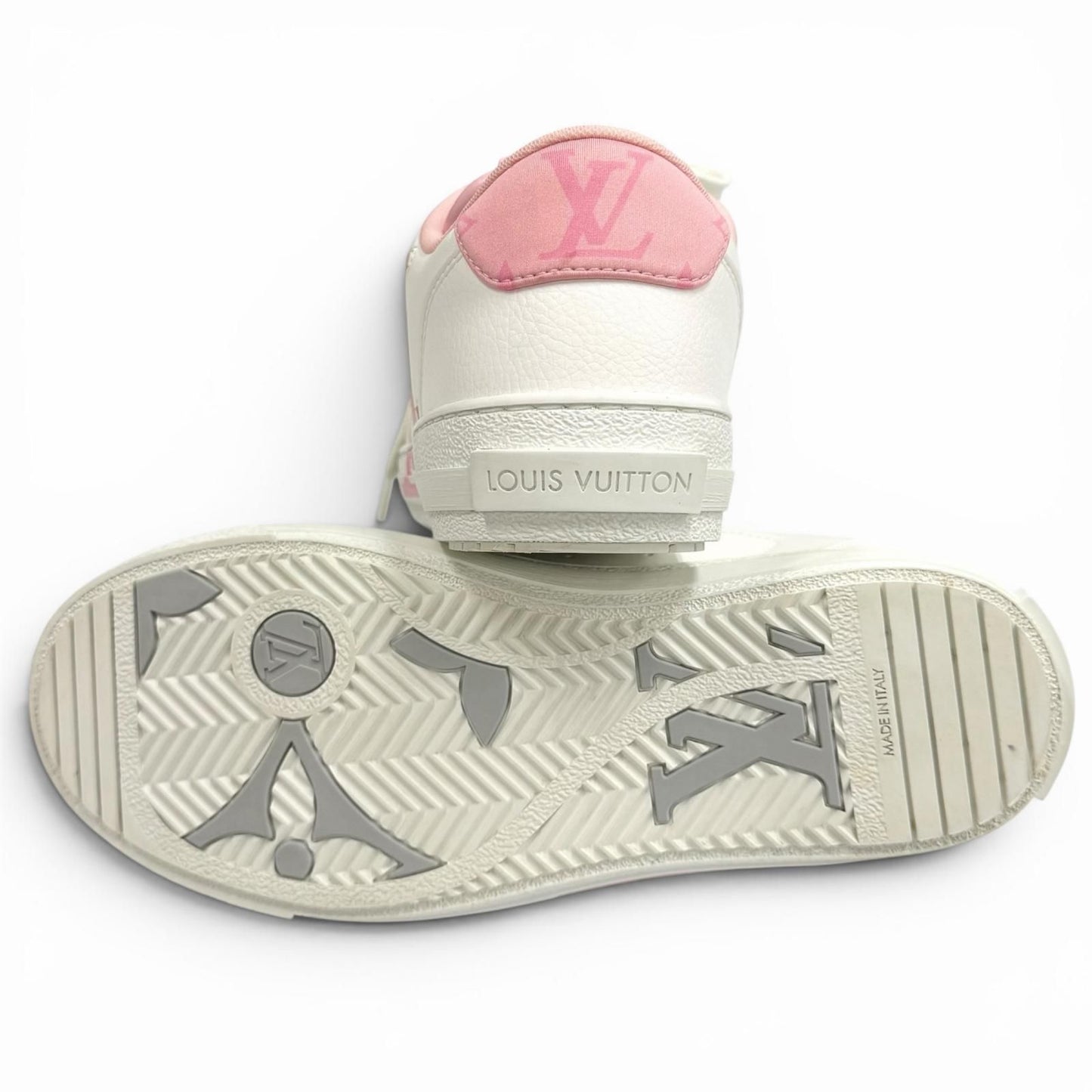 Louis Vuitton Charlie Line LV Logo Lace Up Leather Low Cut Sneakers White Pink — view 7