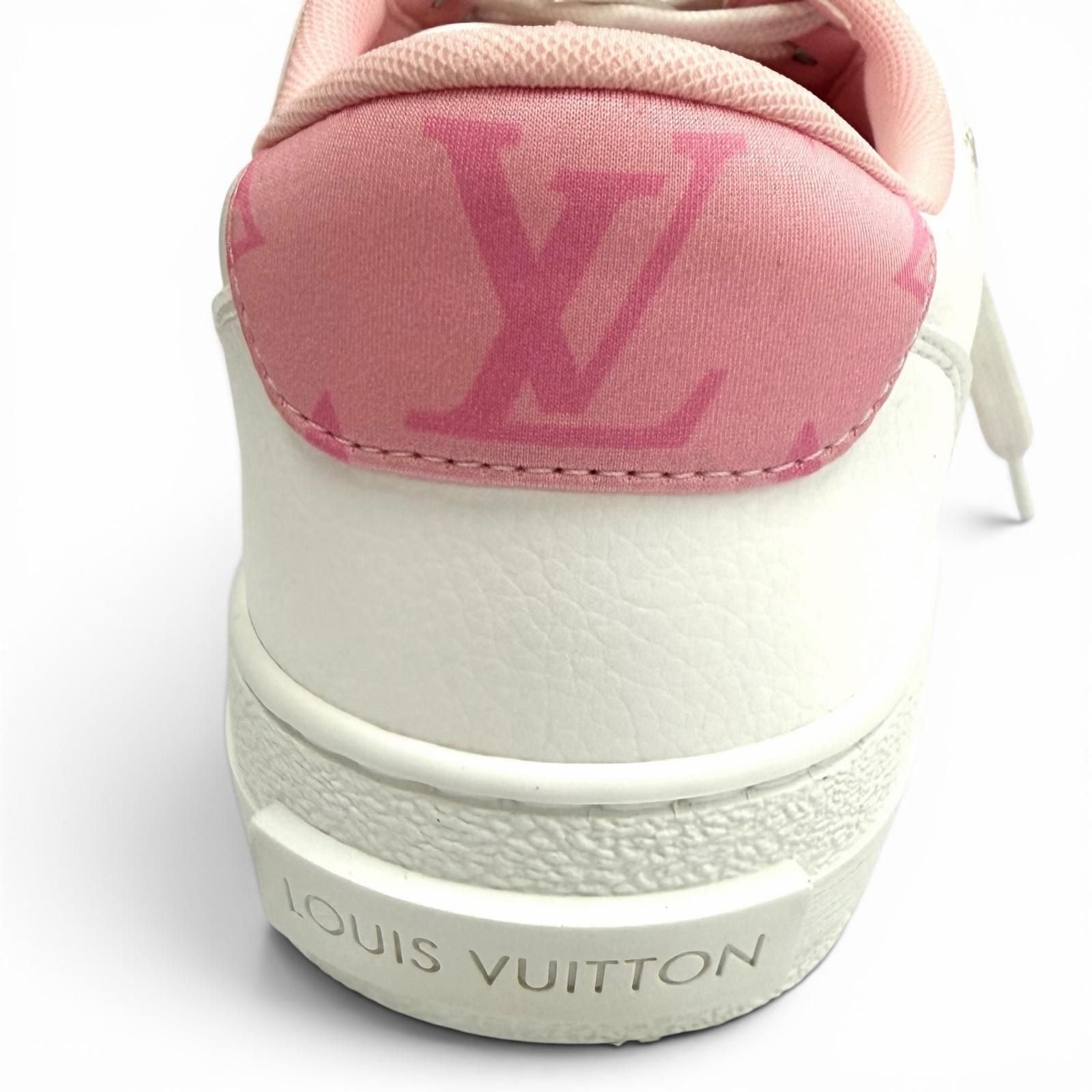 Louis Vuitton Charlie Line LV Logo Lace Up Leather Low Cut Sneakers White Pink — view 9