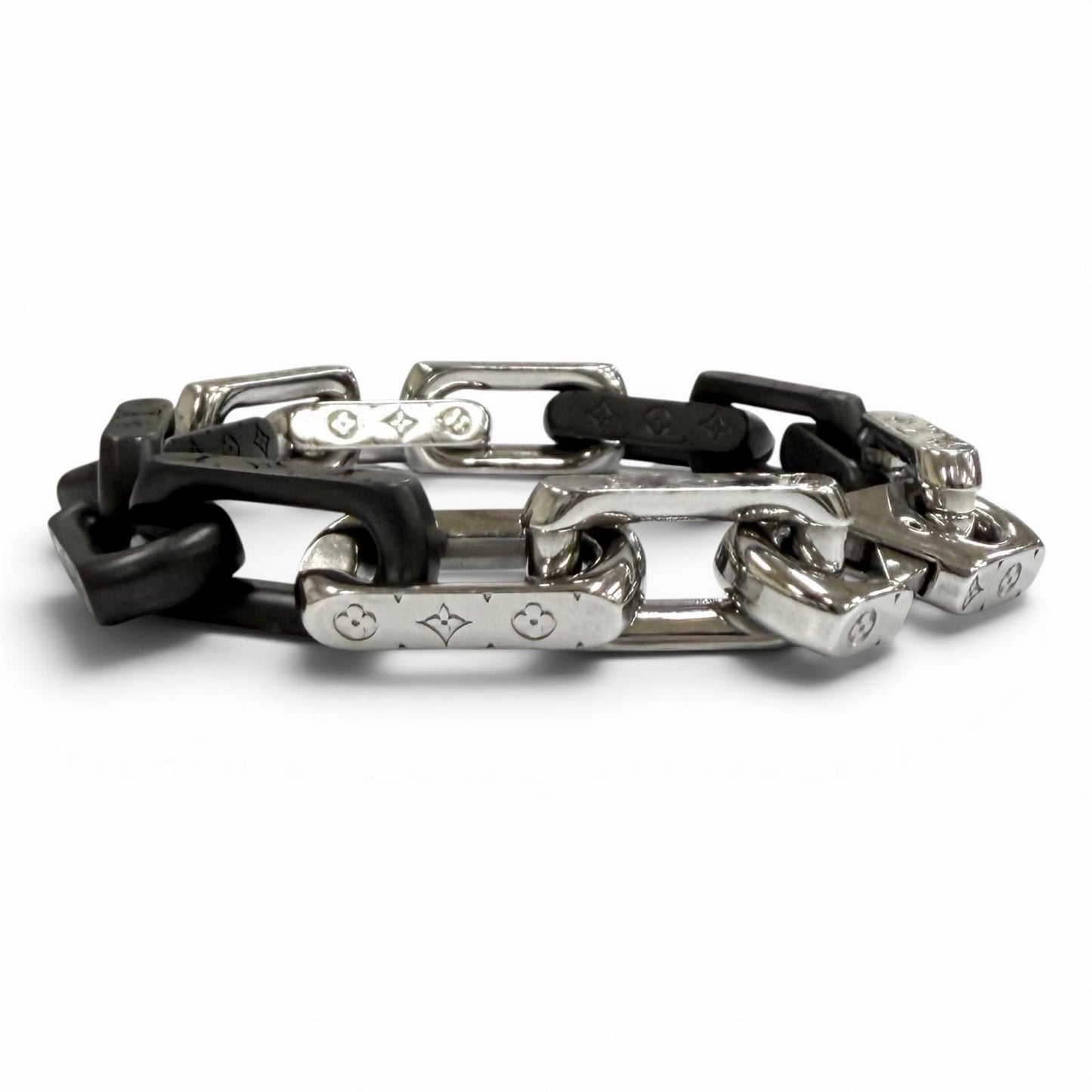 Louis Vuitton Bracelet Monogram Chain Black Silver — view 2
