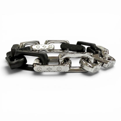 Louis Vuitton Bracelet Monogram Chain Black Silver — view 2