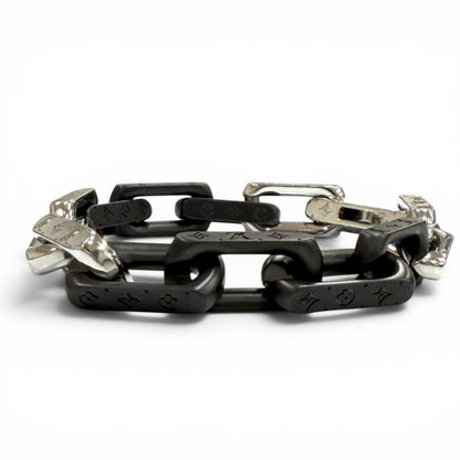 Louis Vuitton Bracelet Monogram Chain Black Silver — view 3