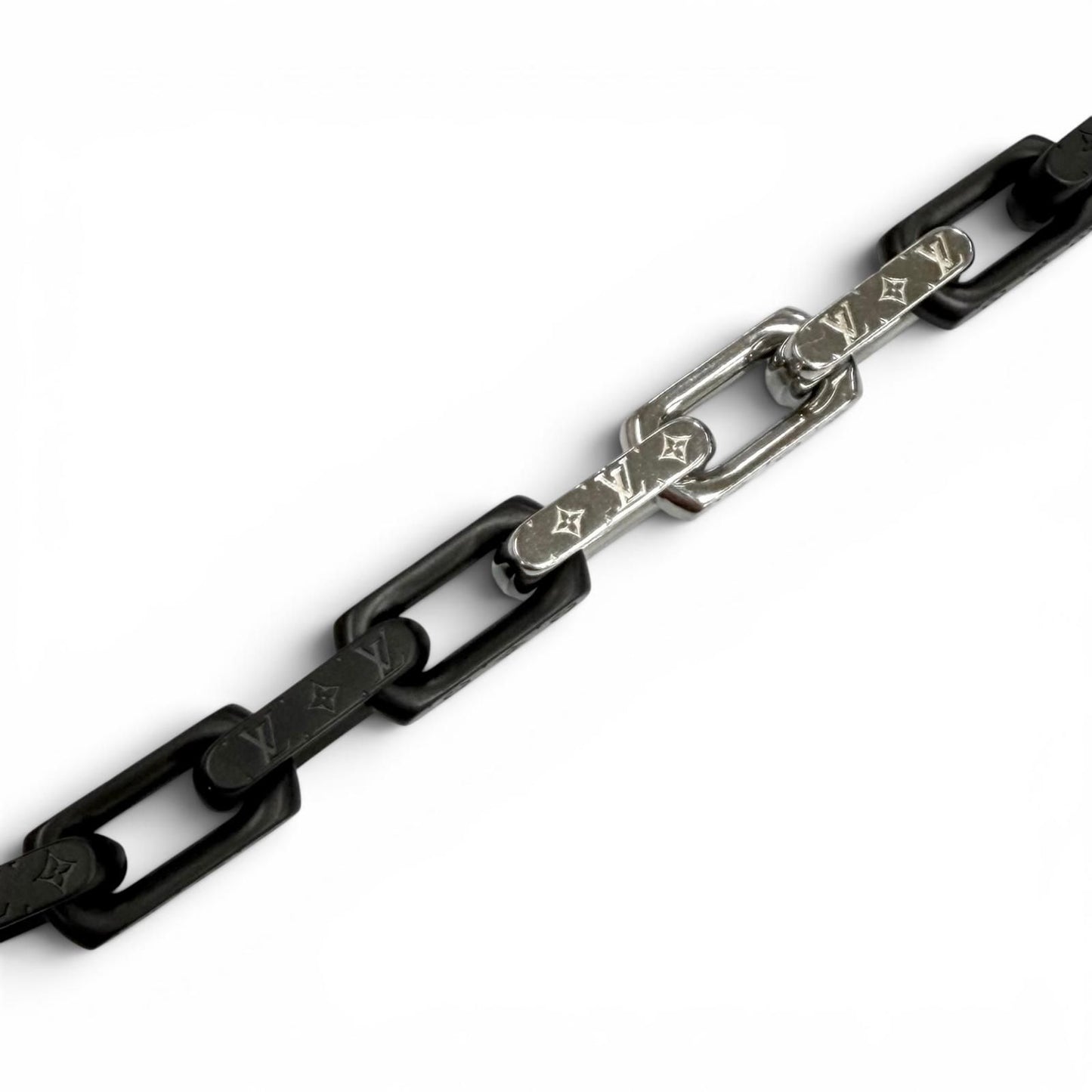 Louis Vuitton Bracelet Monogram Chain Black Silver — view 6