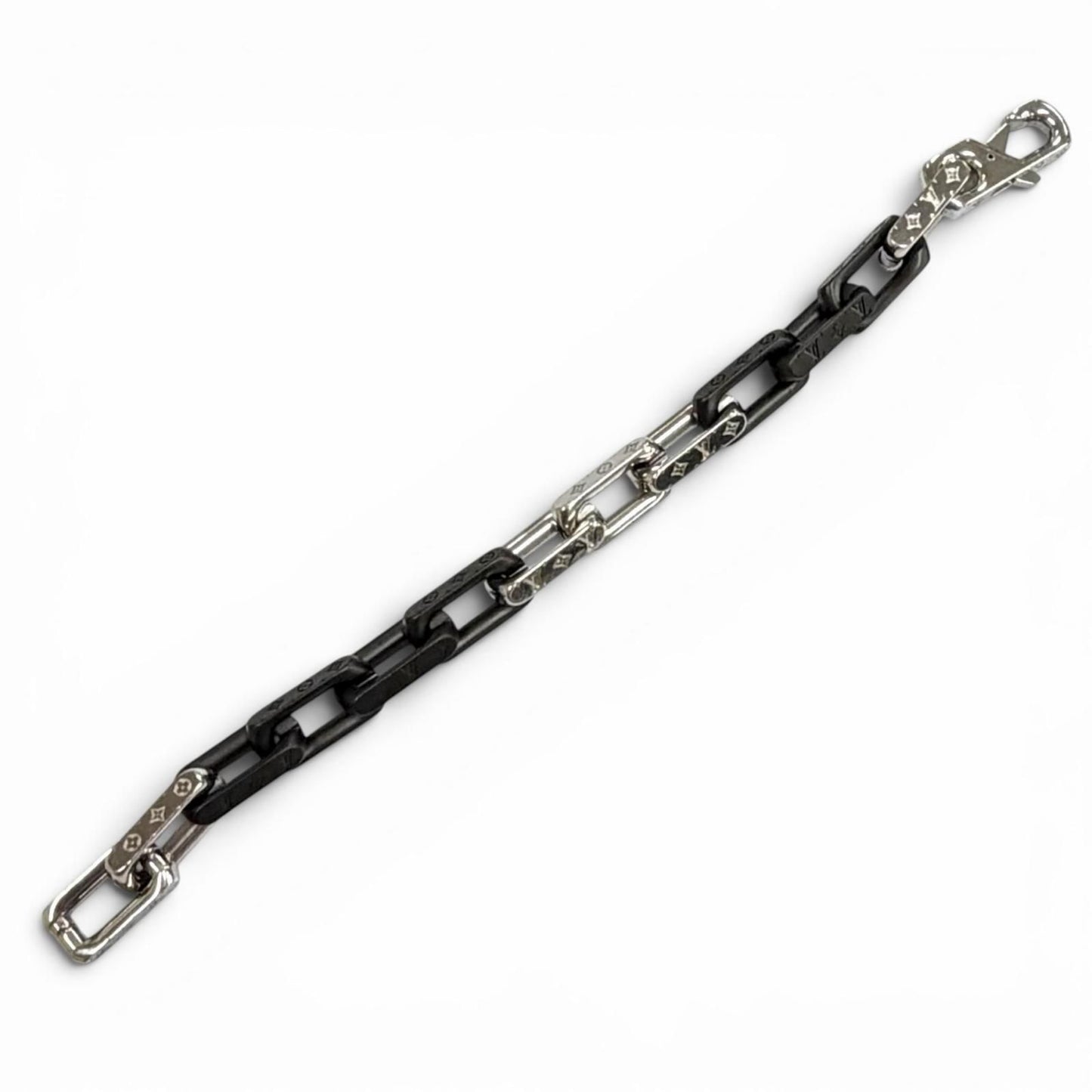 Louis Vuitton Bracelet Monogram Chain Black Silver — view 5