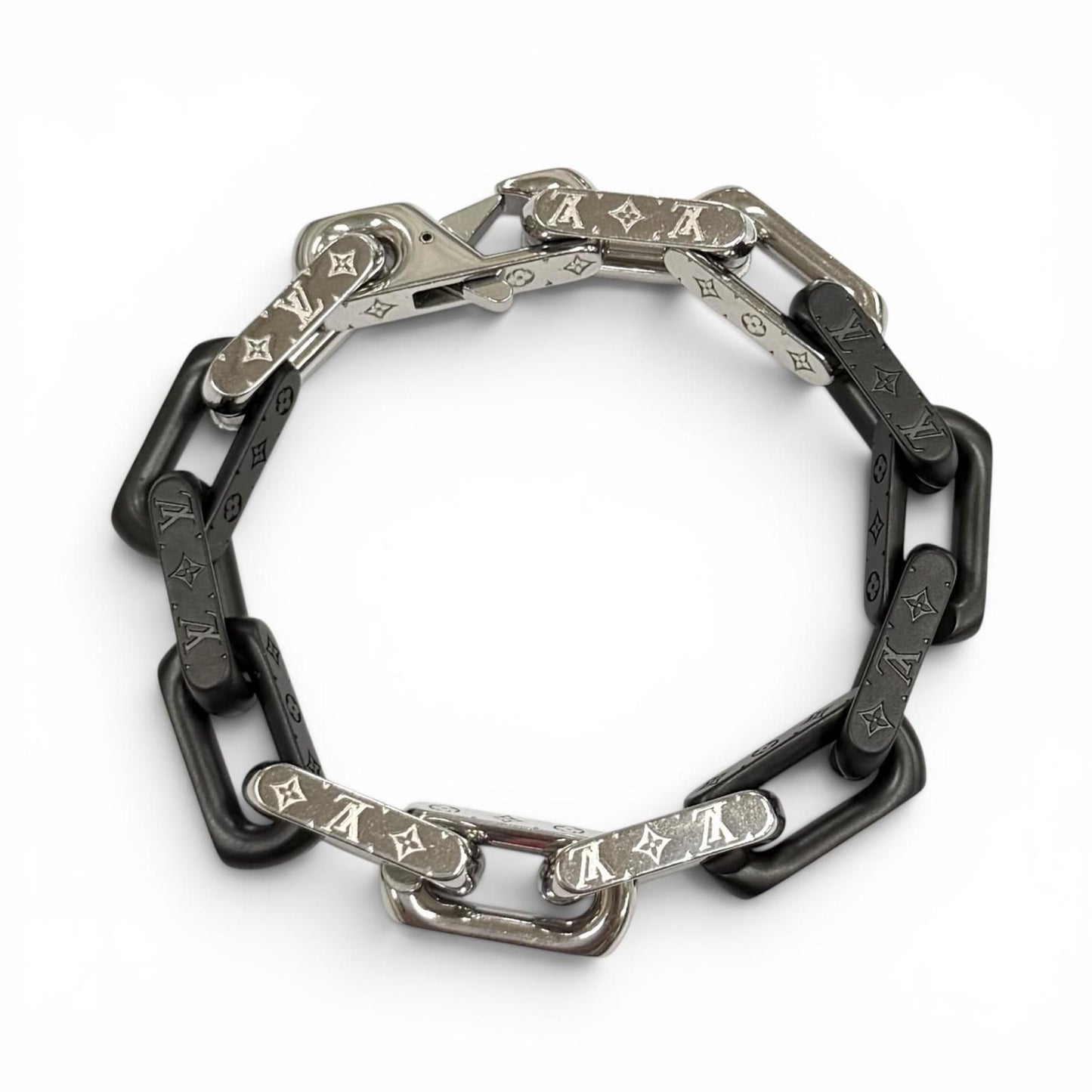 Louis Vuitton Bracelet Monogram Chain Black Silver — view 4