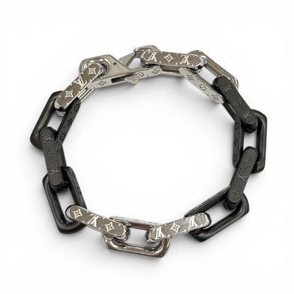 Louis Vuitton Bracelet Monogram Chain Black Silver — view 4