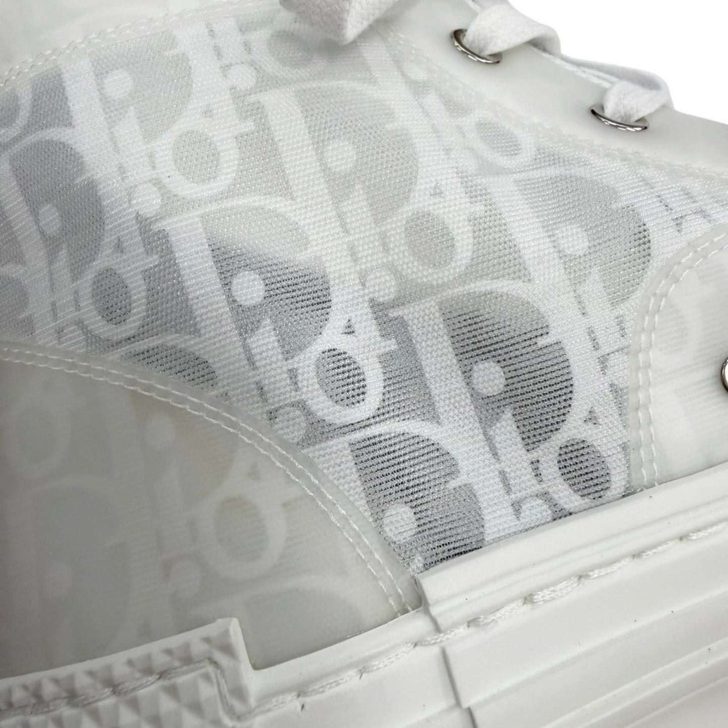 Dior Homme Rubber Oblique All Over Pattern Lace Up High Cut Sneakers White — view 6
