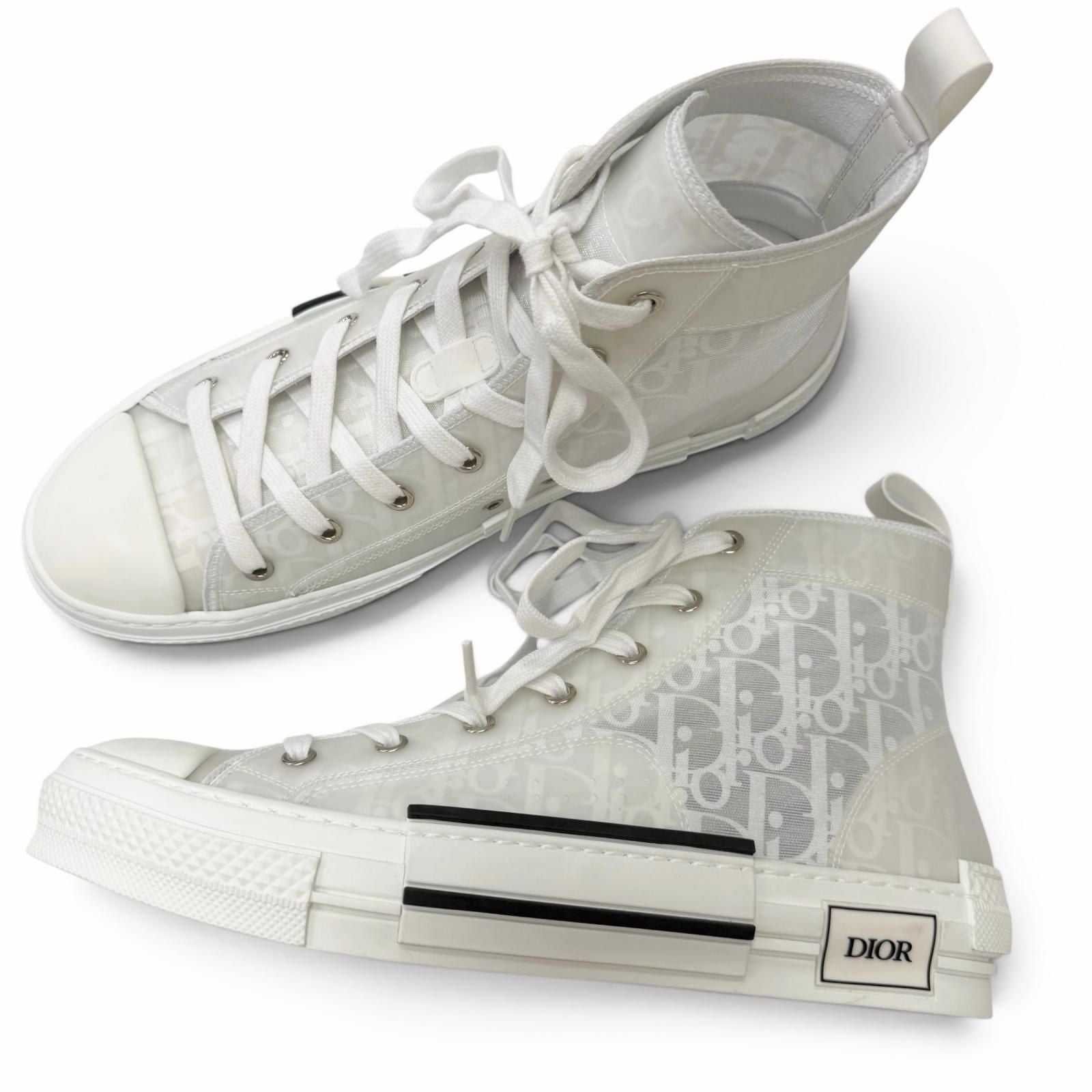 Dior Homme Rubber Oblique All Over Pattern Lace Up High Cut Sneakers White — view 3