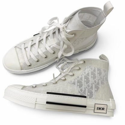 Dior Homme Rubber Oblique All Over Pattern Lace Up High Cut Sneakers White — view 3