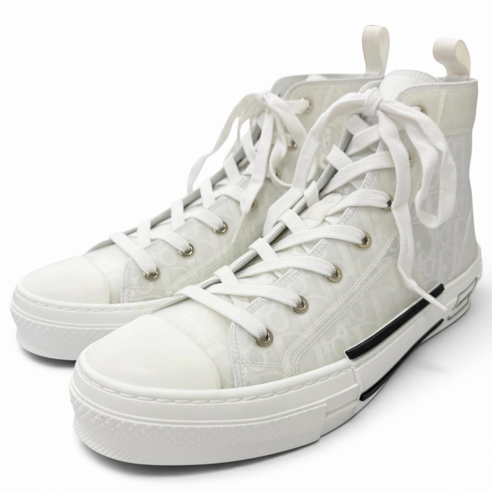 Dior Homme Rubber Oblique All Over Pattern Lace Up High Cut Sneakers White