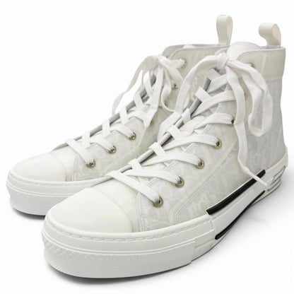 Dior Homme Rubber Oblique All Over Pattern Lace Up High Cut Sneakers White