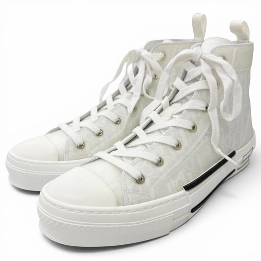 Dior Homme Rubber Oblique All Over Pattern Lace Up High Cut Sneakers White