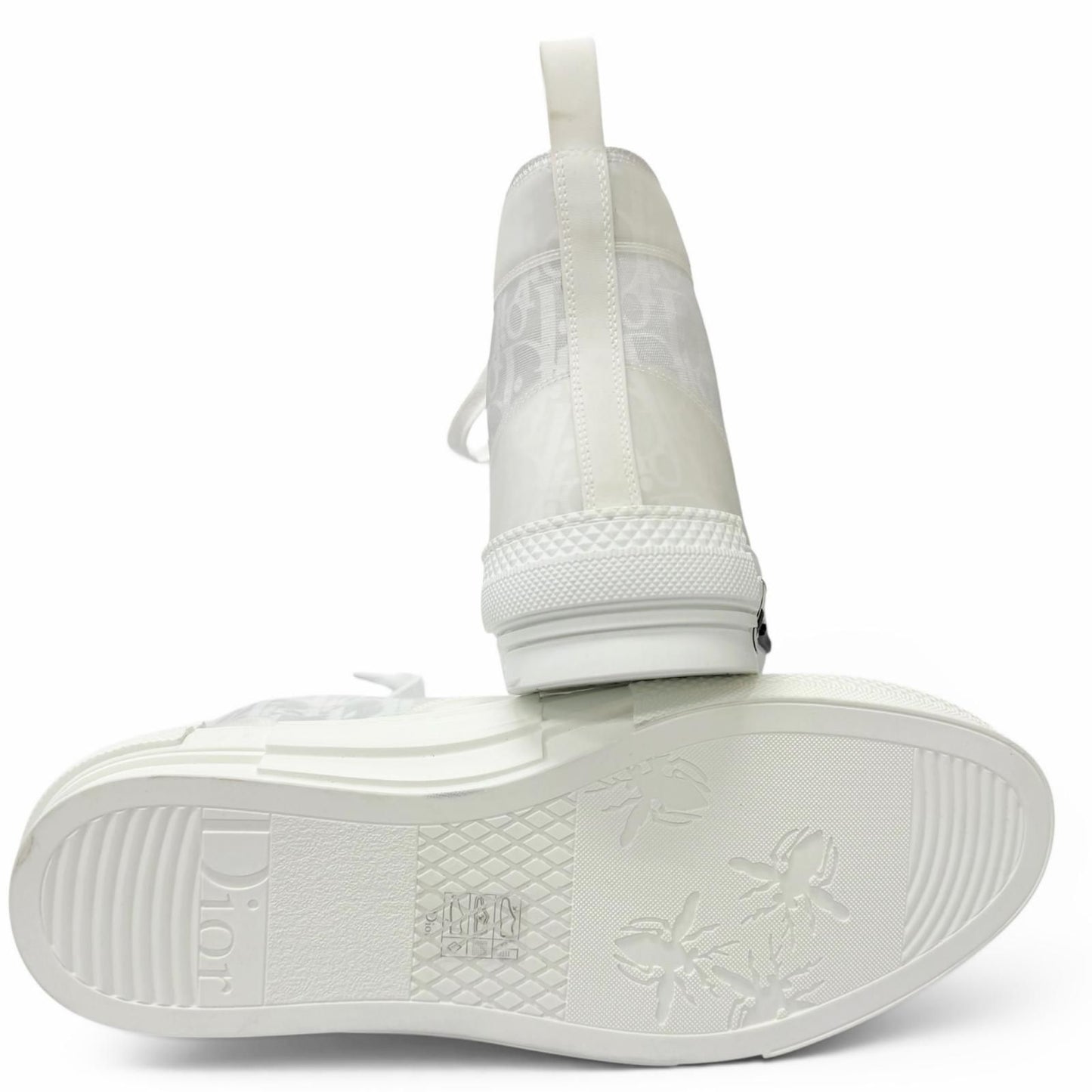 Dior Homme Rubber Oblique All Over Pattern Lace Up High Cut Sneakers White — view 4
