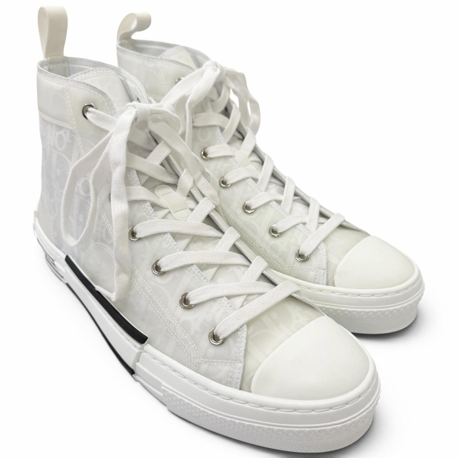 Dior Homme Rubber Oblique All Over Pattern Lace Up High Cut Sneakers White — view 2