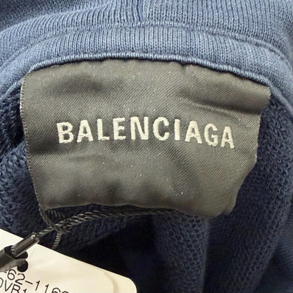Balenciaga Cotton 100% Tape Logo Crushed Processing Pullover Hoodie Navy — view 6