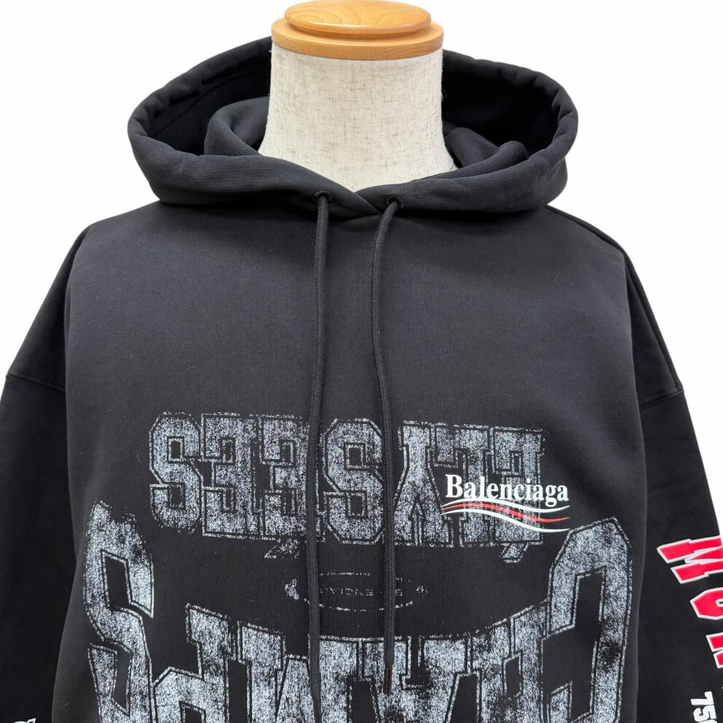 Balenciaga Campaign Logo Print Oversize Pullover Hoodie Black XS — view 2