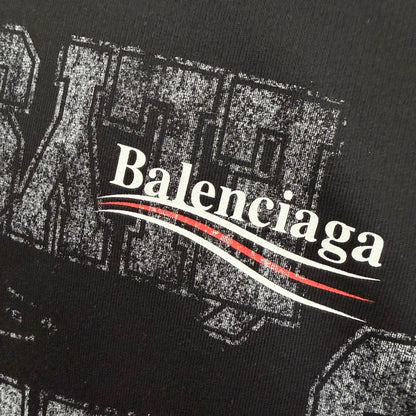 Balenciaga Campaign Logo Print Oversize Pullover Hoodie Black XS — view 5