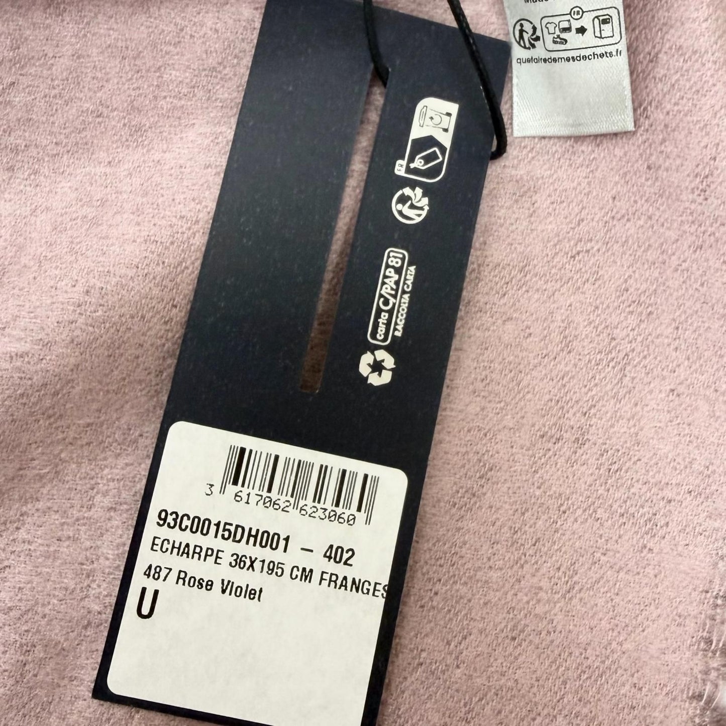 Dior Homme Silk 100% CD Logo Embroidery Fringe Scarf Shawl Pink — view 8