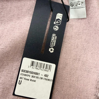 Dior Homme Silk 100% CD Logo Embroidery Fringe Scarf Shawl Pink — view 8