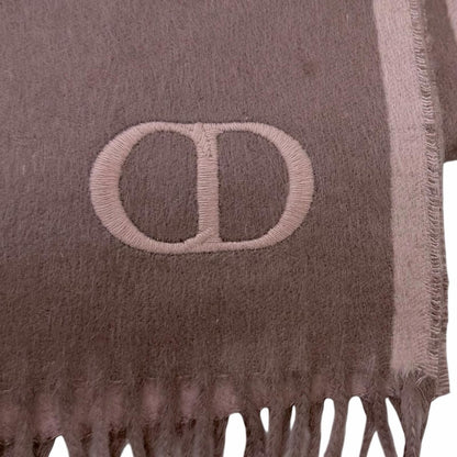 Dior Homme Silk 100% CD Logo Embroidery Fringe Scarf Shawl Pink — view 6