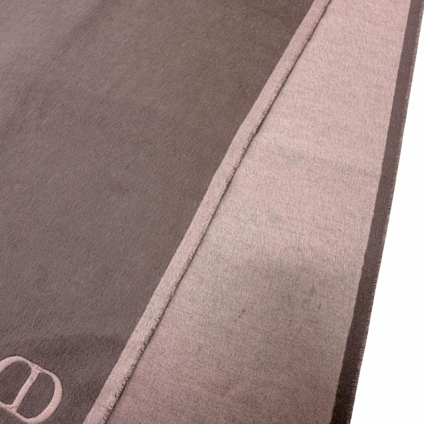 Dior Homme Silk 100% CD Logo Embroidery Fringe Scarf Shawl Pink — view 4