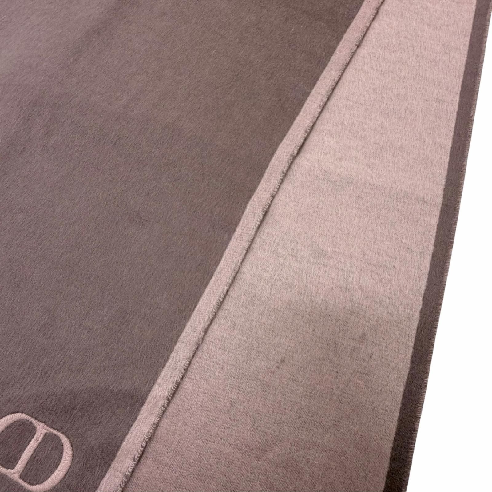 Dior Homme Silk 100% CD Logo Embroidery Fringe Scarf Shawl Pink — view 4