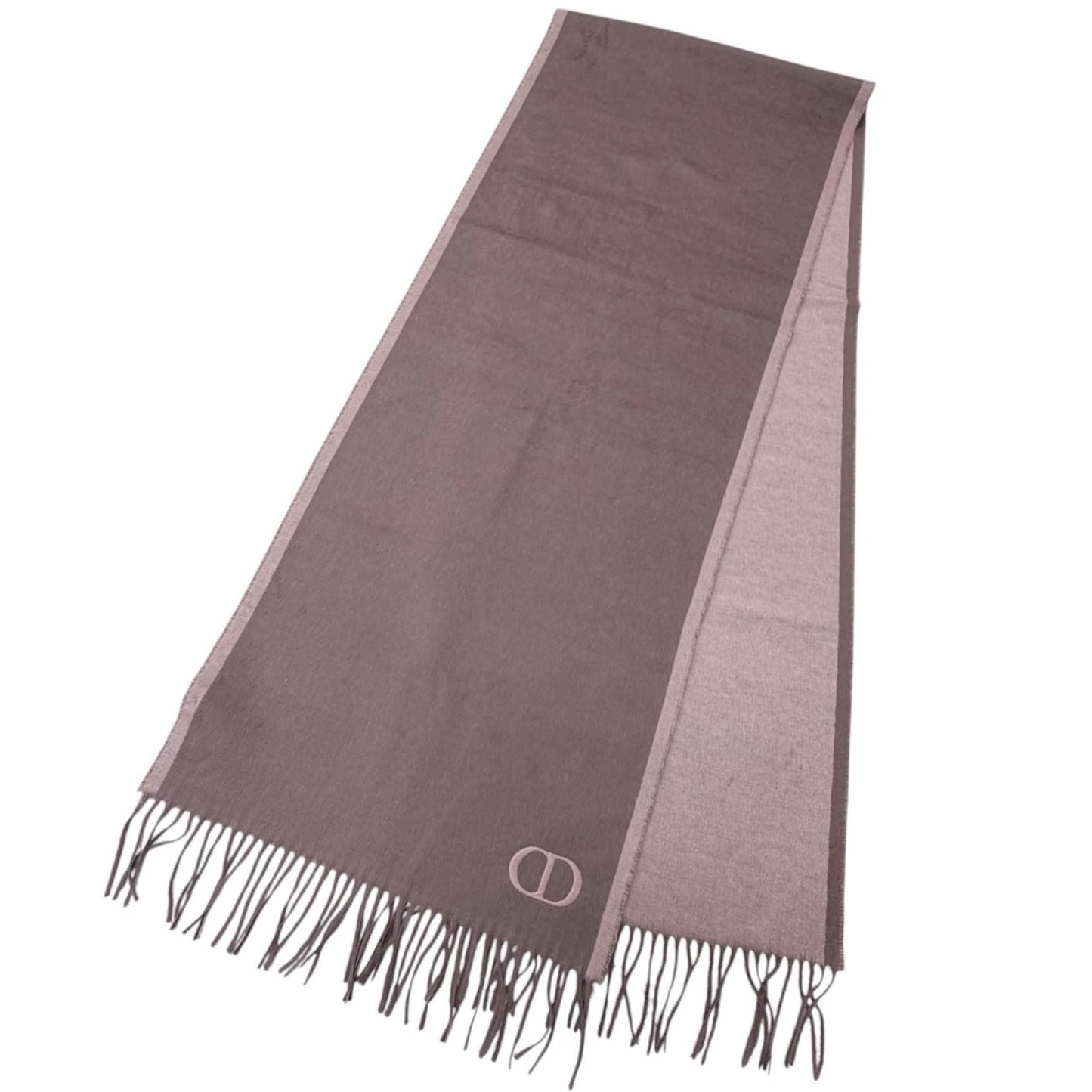 Dior Homme Silk 100% CD Logo Embroidery Fringe Scarf Shawl Pink — view 3